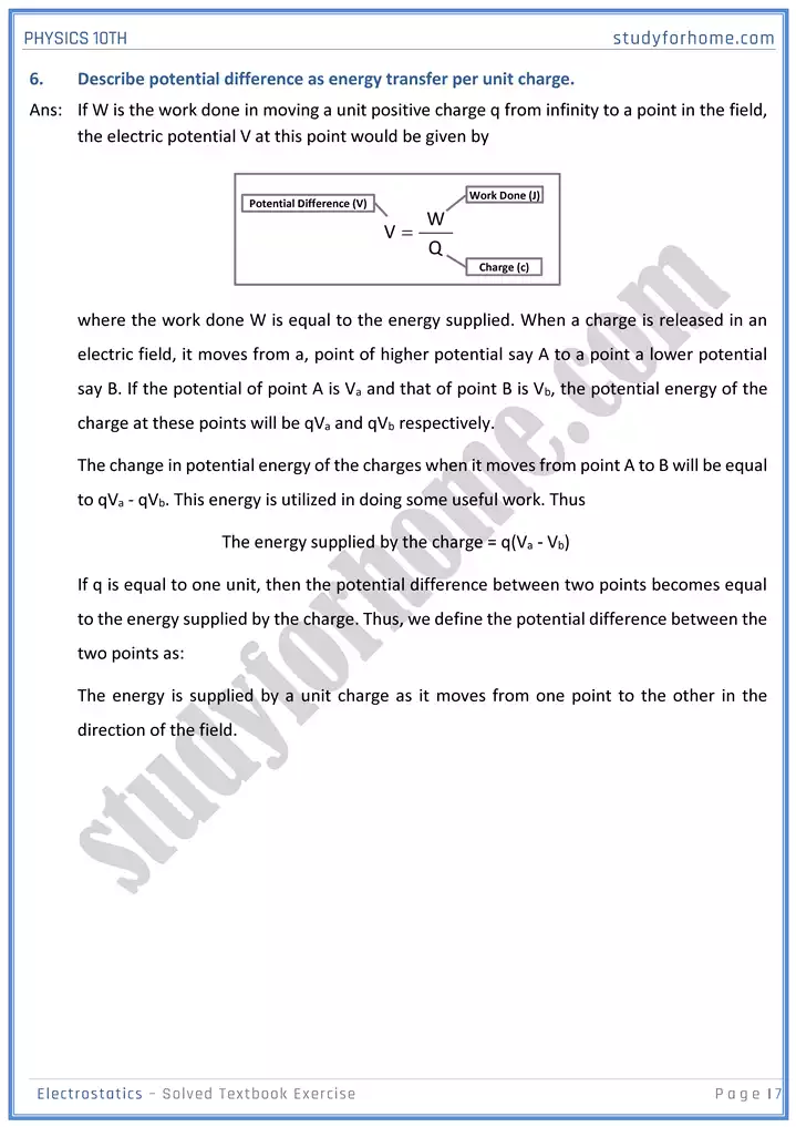 chapter 14 electrostatic solution of textbook exercise physics 10th 07