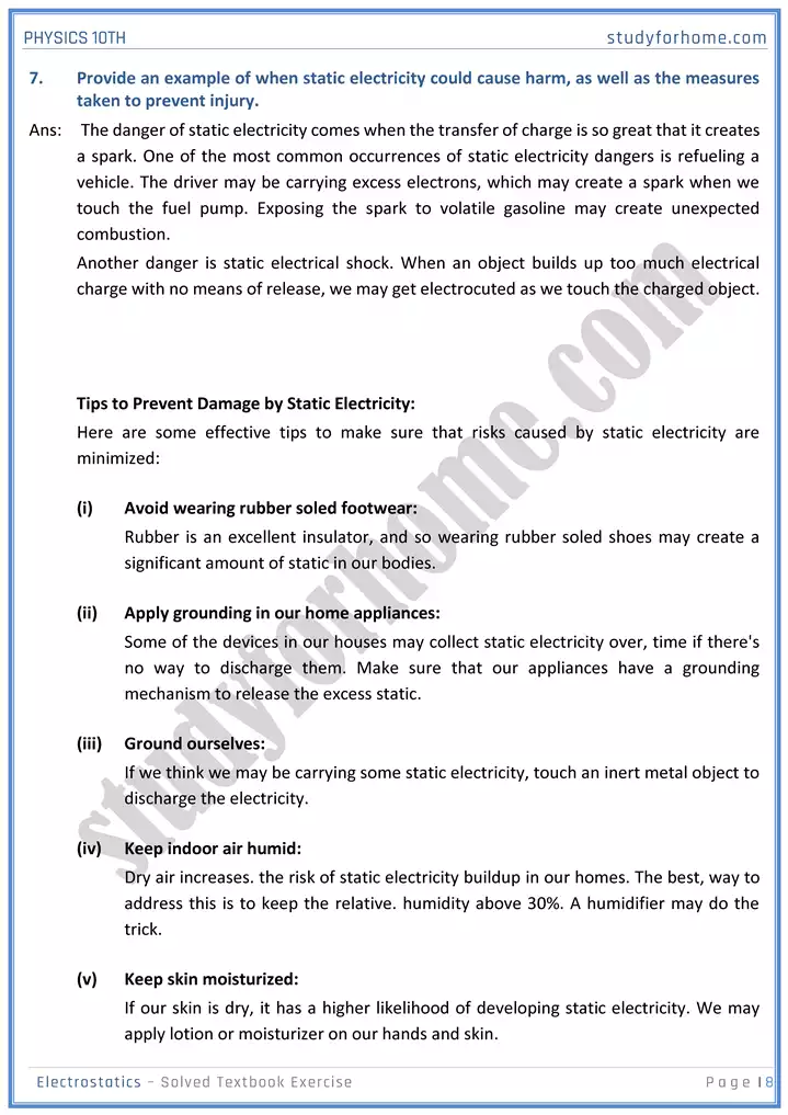 chapter 14 electrostatic solution of textbook exercise physics 10th 08