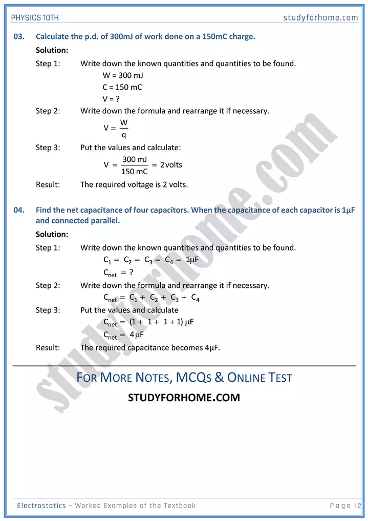 chapter 14 electrostatic worked examples of the textbook physics 10th 02