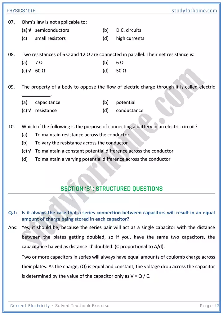 chapter 15 current electricity solution of textbook exercise physics 10th 02