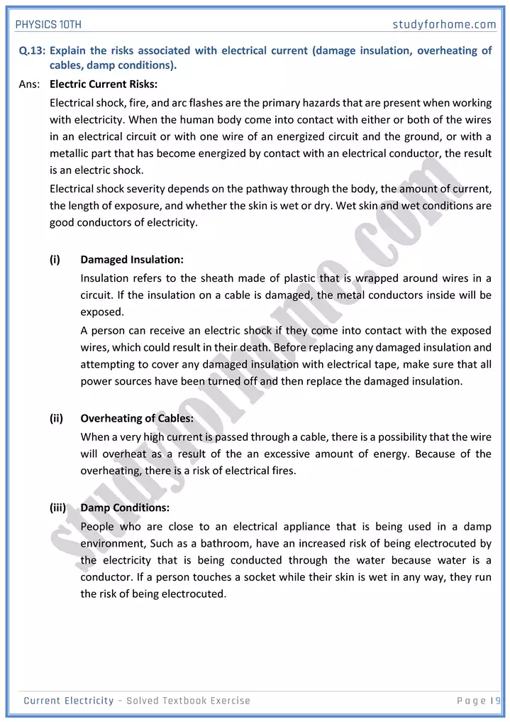 chapter 15 current electricity solution of textbook exercise physics 10th 09