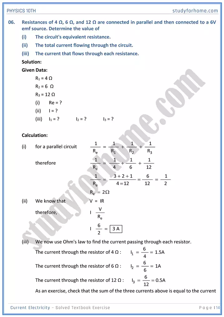 chapter 15 current electricity solution of textbook exercise physics 10th 14