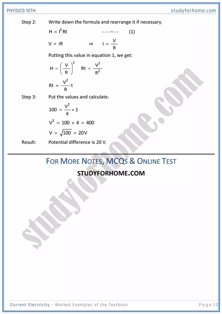 chapter 15 current electricity worked examples of the textbook physics 10th 03