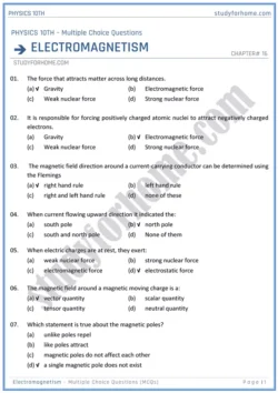 chapter-16-electromagnetism-multiple-choice-questions-physics-10th