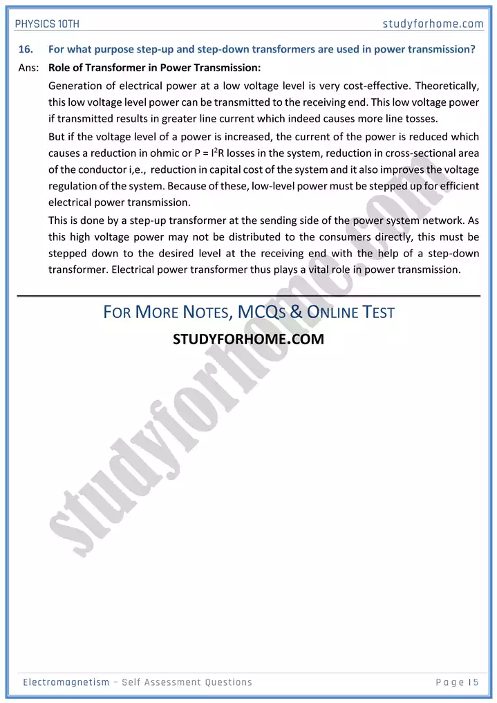 chapter 16 electromagnetism self assessment questions physics 10th 05