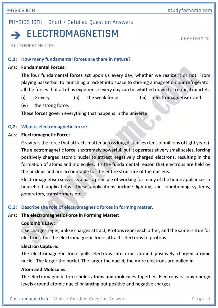 chapter-16-electromagnetism-short-and-detailed-question-answers-physics-10th