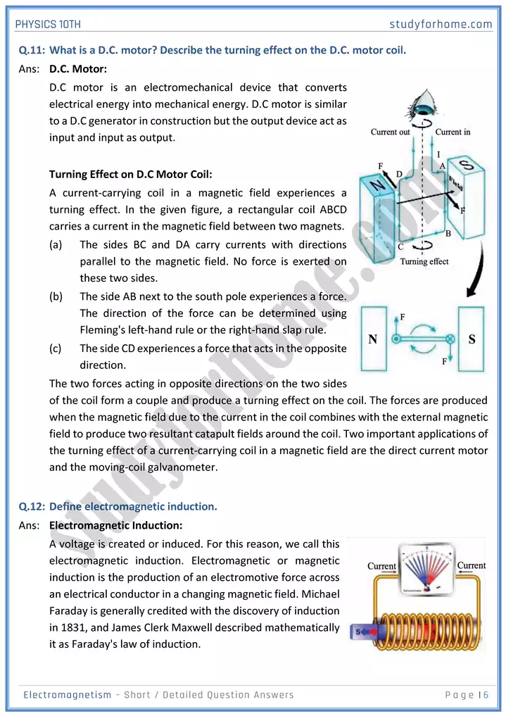 chapter 16 electromagnetism short and detailed question answers physics 10th 06