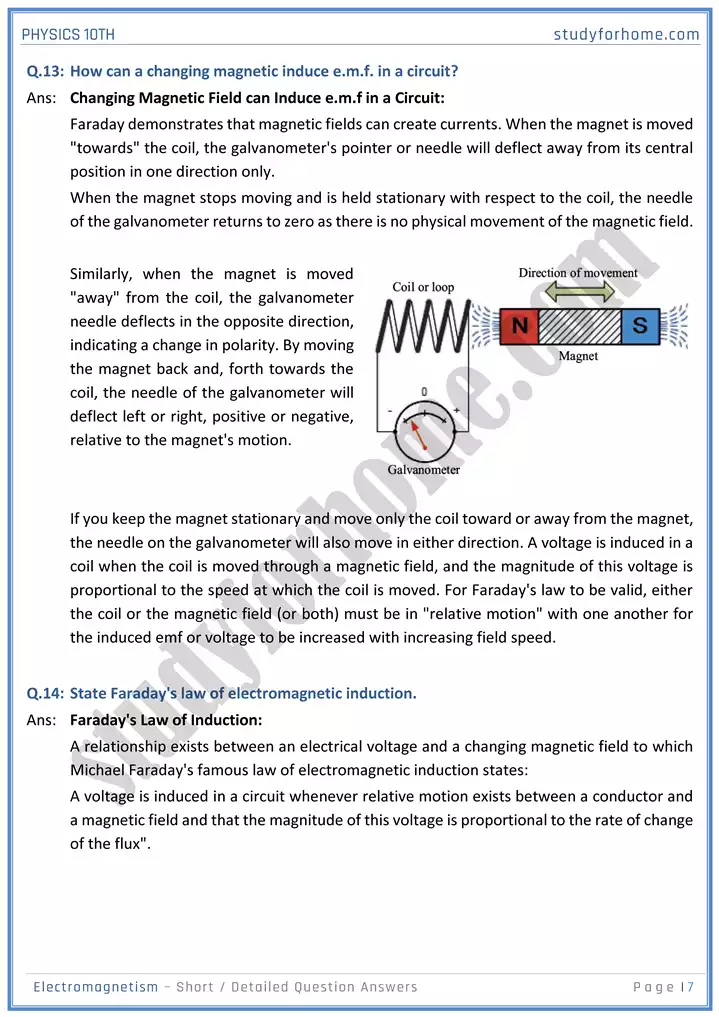 chapter 16 electromagnetism short and detailed question answers physics 10th 07