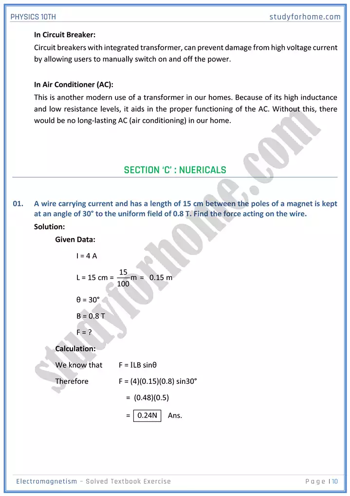 chapter 16 electromagnetism solution of textbook exercise physics 10th 10