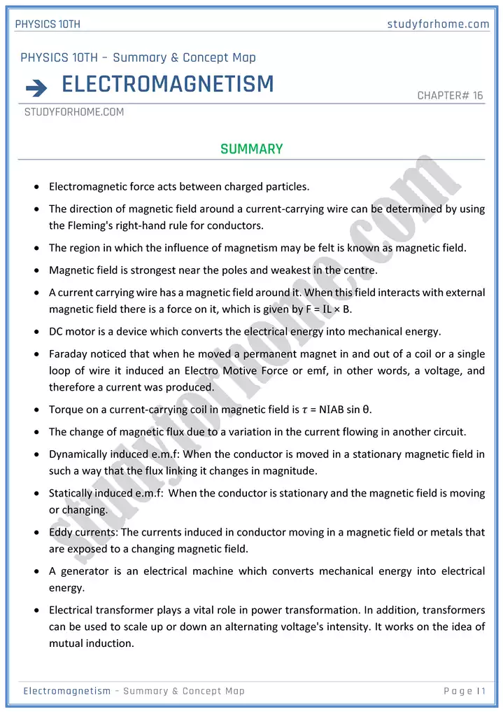 chapter 16 electromagnetism summary and concept map physics 10th 01