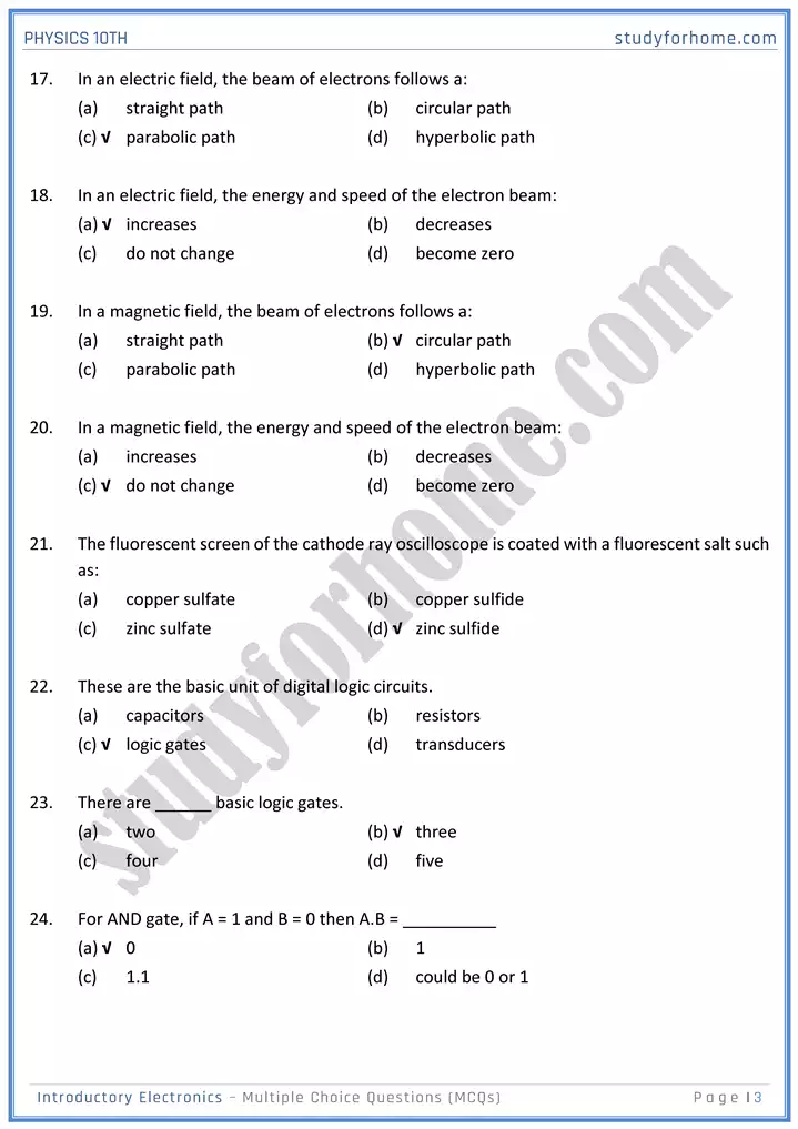 chapter 17 introductory electronics multiple choice questions physics 10th 03