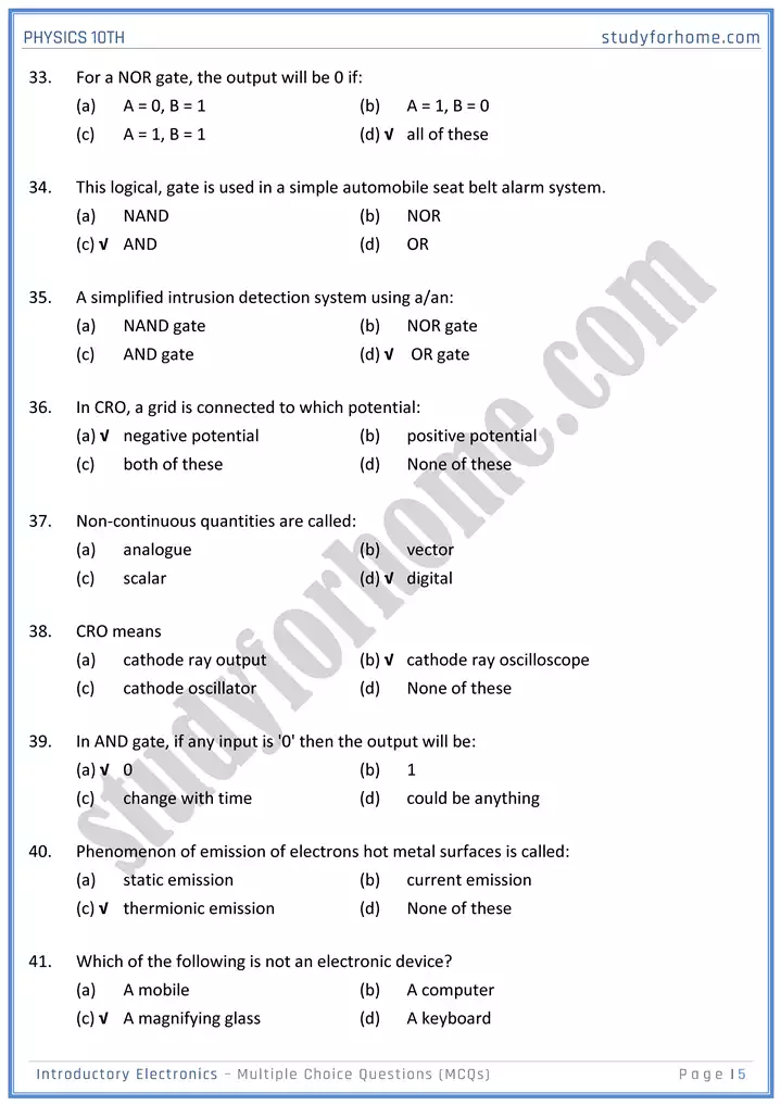 chapter 17 introductory electronics multiple choice questions physics 10th 05