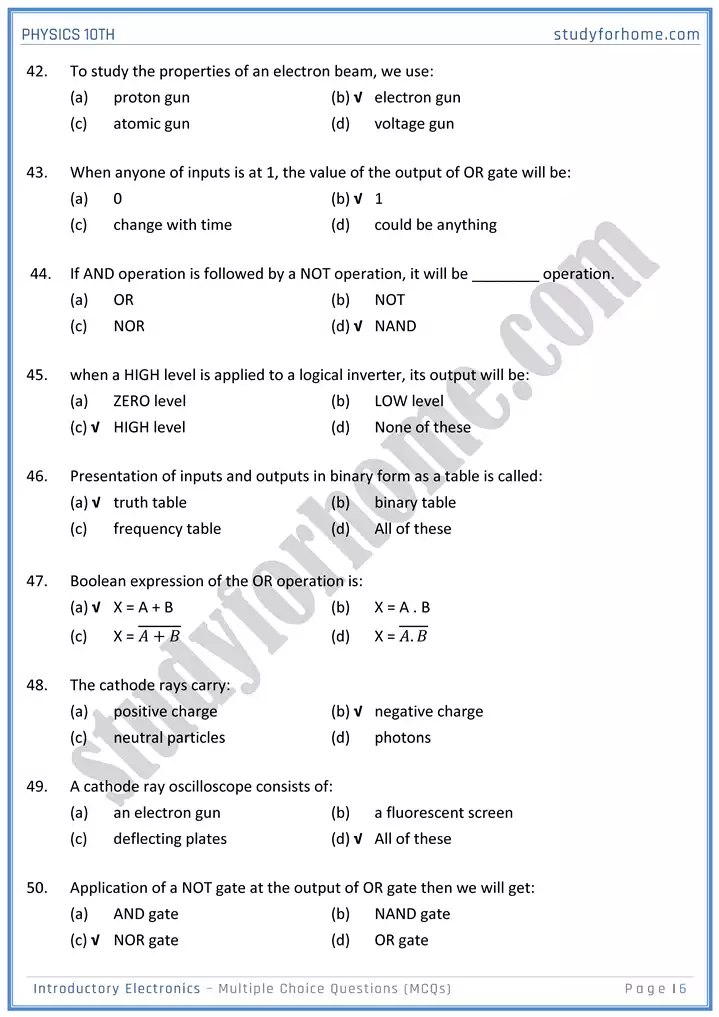 chapter 17 introductory electronics multiple choice questions physics 10th 06