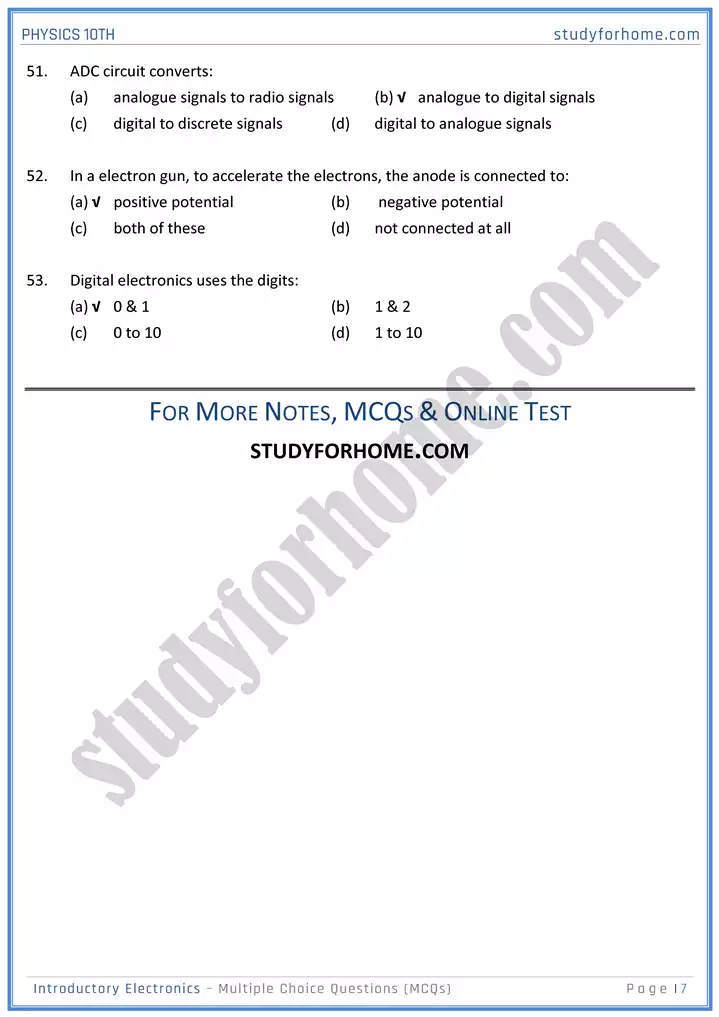 chapter 17 introductory electronics multiple choice questions physics 10th 07