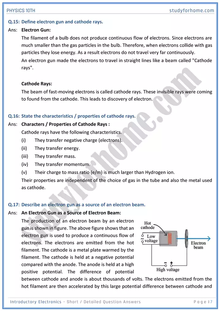 chapter 17 introductory electronics short and detailed question answers physics 10th 07