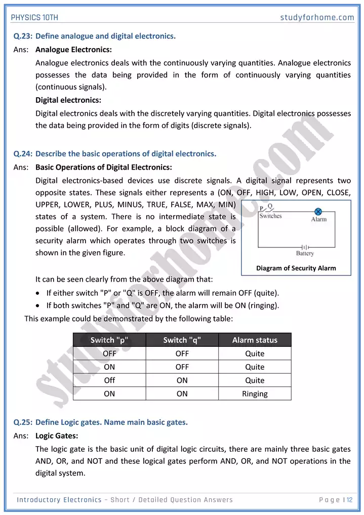 chapter 17 introductory electronics short and detailed question answers physics 10th 12