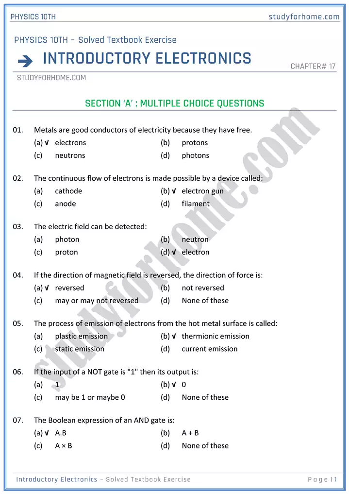 chapter 17 introductory electronics solution of textbook exercise physics 10th 01