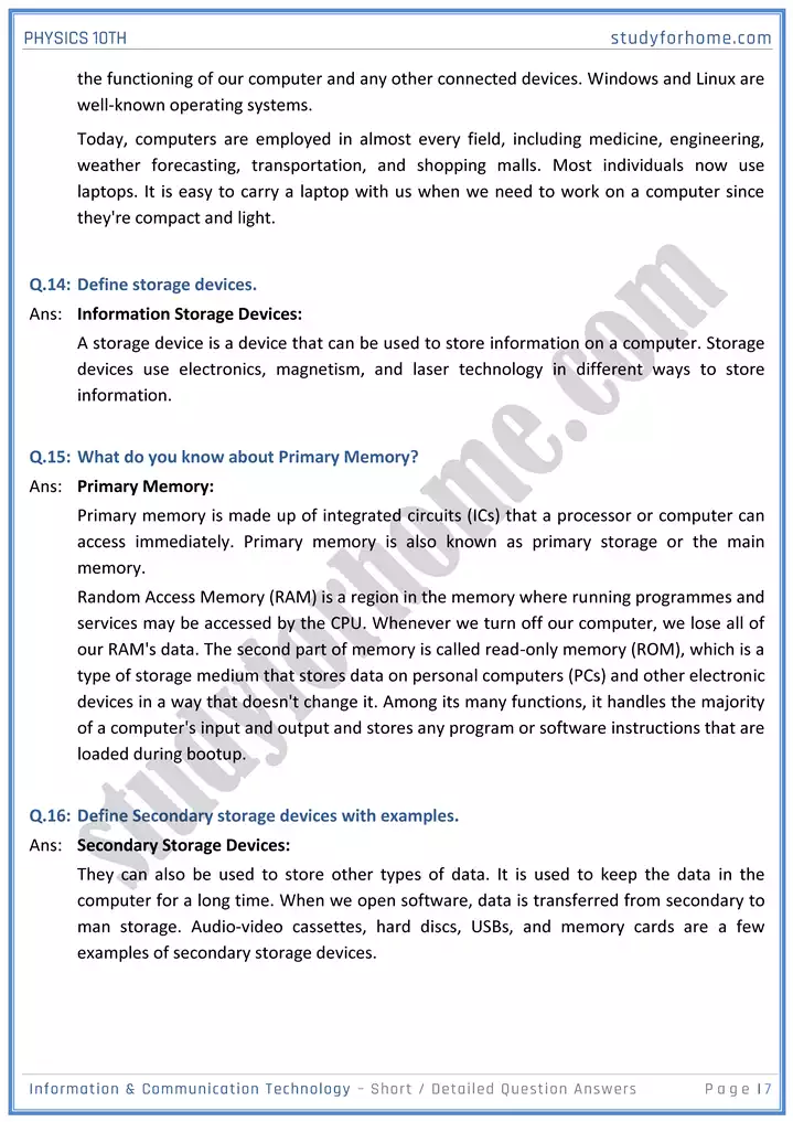 chapter 18 information and communication technology short and detailed question answers physics 10th 07