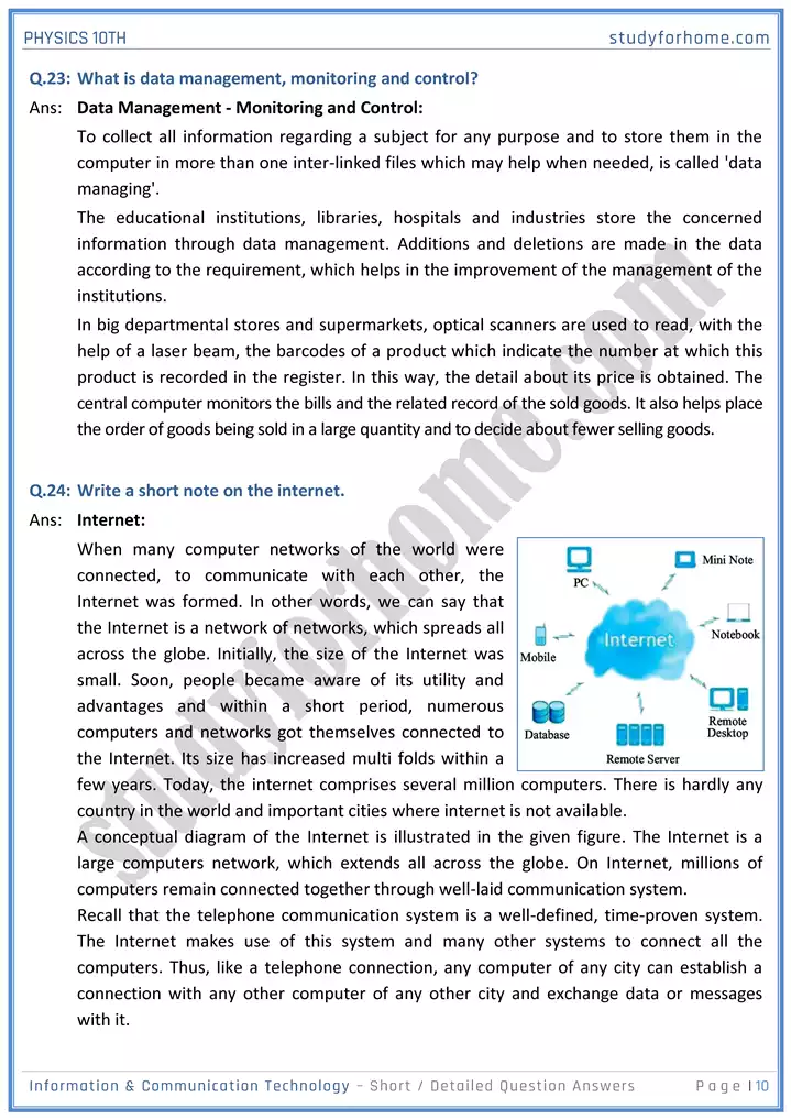 chapter 18 information and communication technology short and detailed question answers physics 10th 10