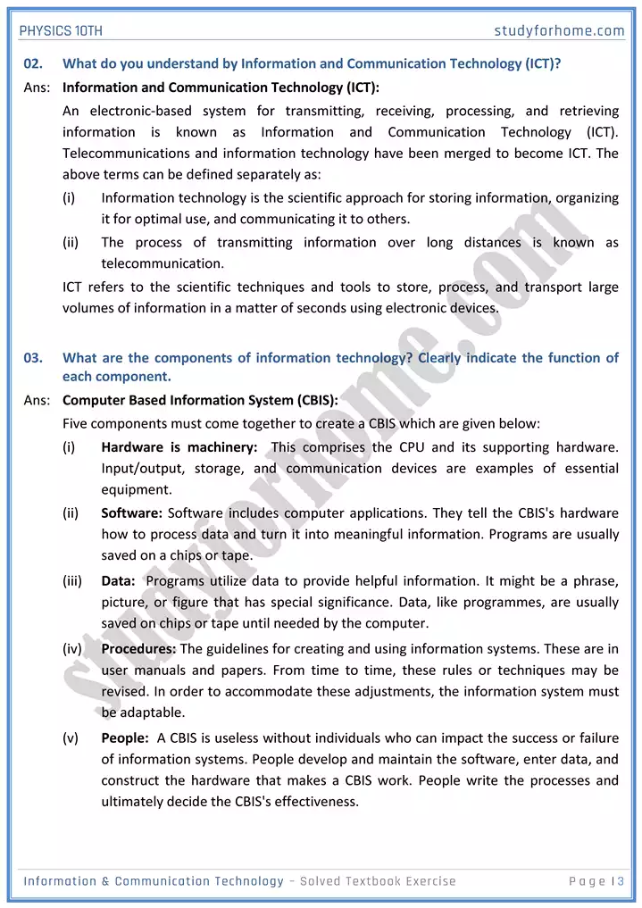 chapter 18 information and communication technology solution of textbook exercise physics 10th 03