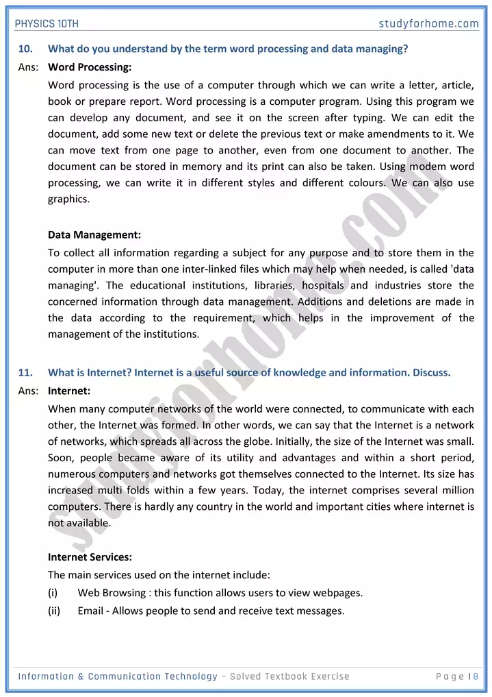 chapter 18 information and communication technology solution of textbook exercise physics 10th 08