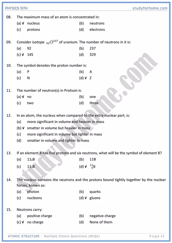 chapter 19 atomic structure multiple choice questions physics 10th 02