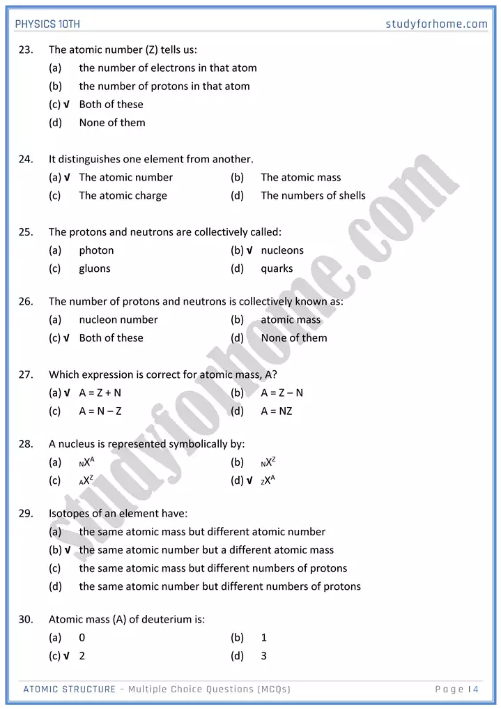 chapter 19 atomic structure multiple choice questions physics 10th 04