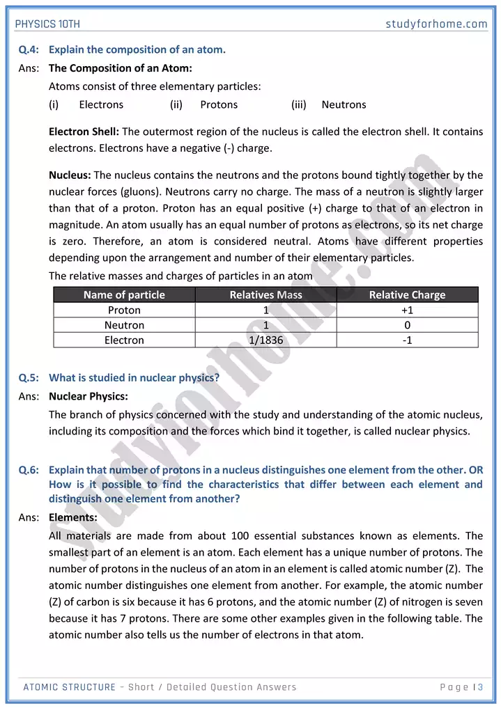 chapter 19 atomic structure short and detailed question answers physics 10th 03