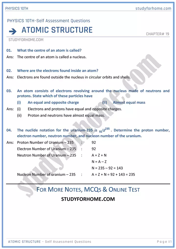 chapter 19 atomic structure short and detailed question answers physics 10th 07