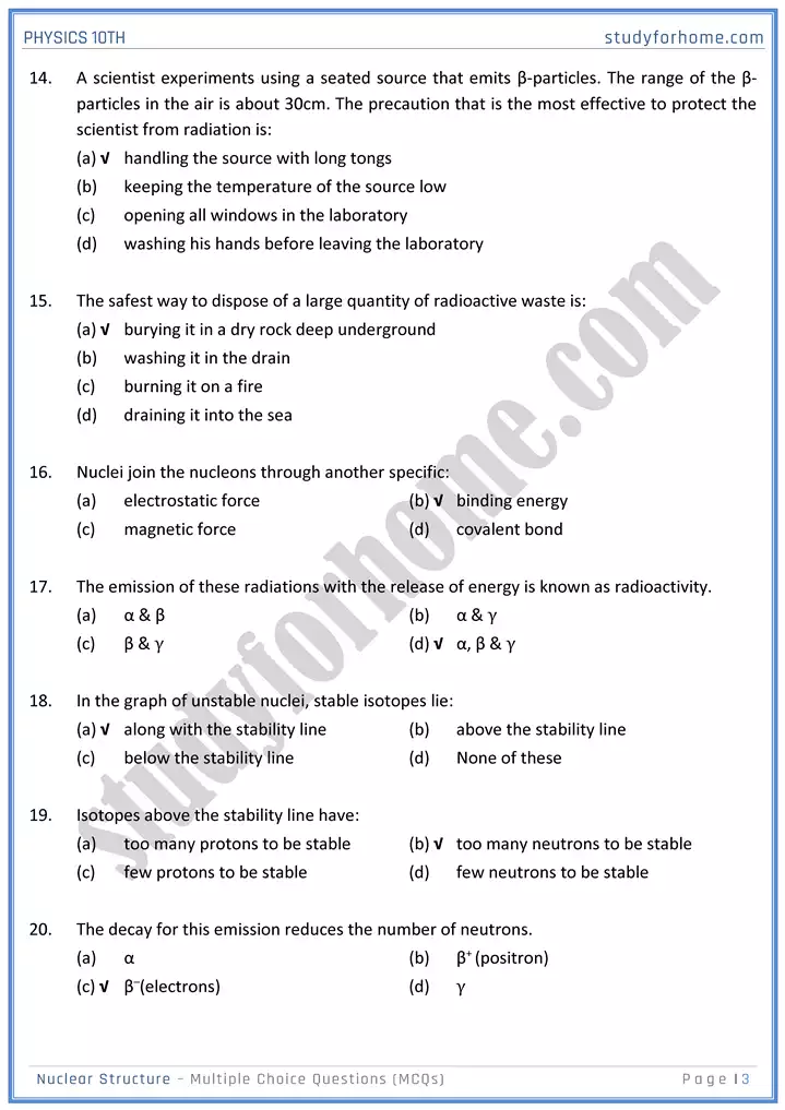 chapter 20 nuclear structure multiple choice questions physics 10th 03