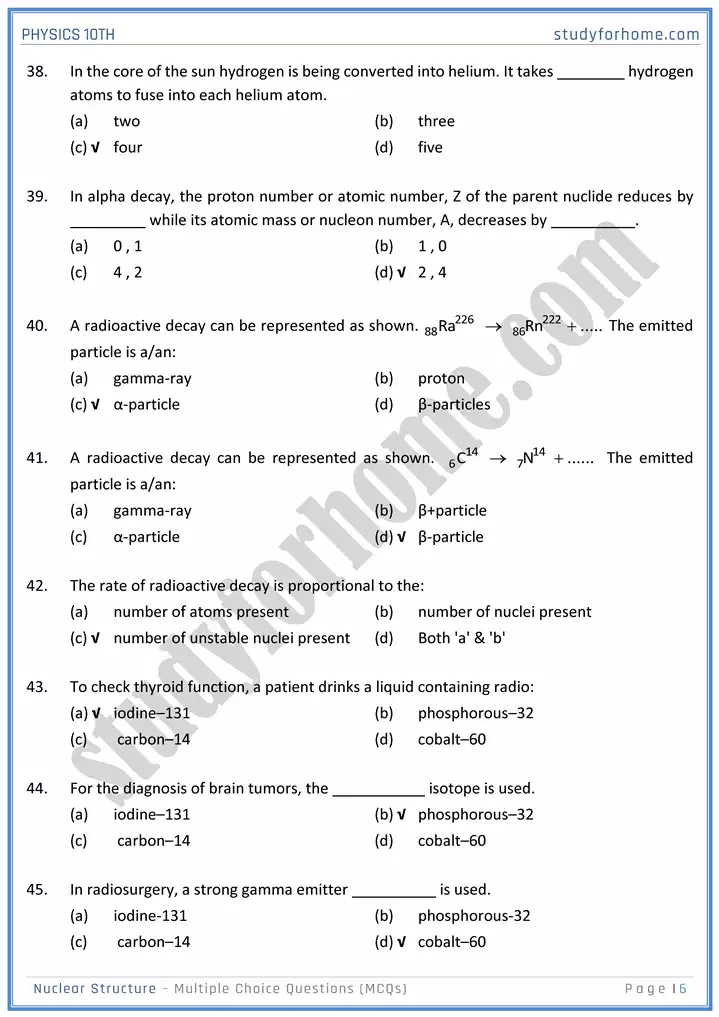 chapter 20 nuclear structure multiple choice questions physics 10th 06