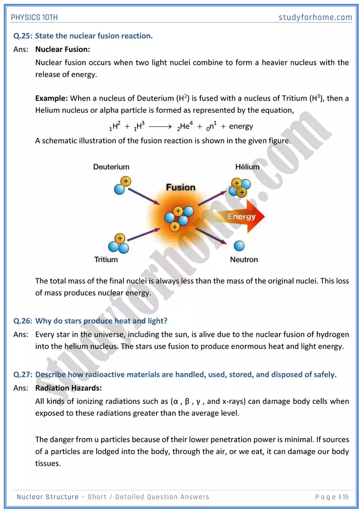 chapter 20 nuclear structure short and detailed question answers physics 10th 15