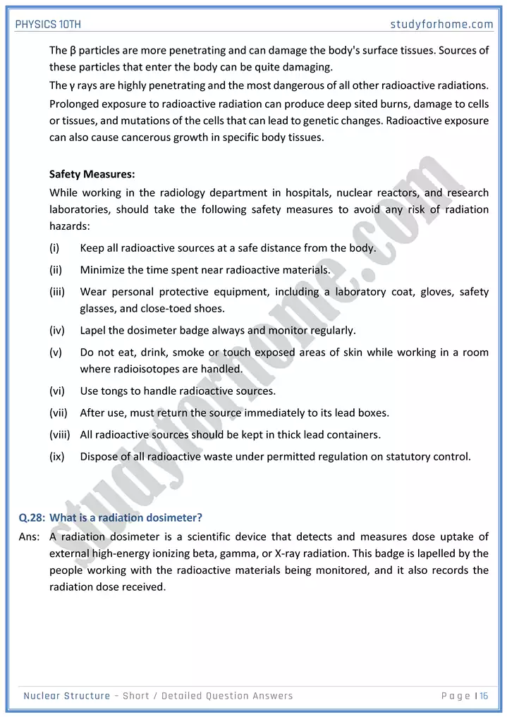 chapter 20 nuclear structure short and detailed question answers physics 10th 16