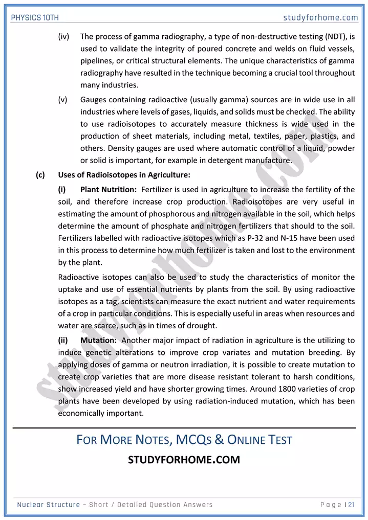 chapter 20 nuclear structure short and detailed question answers physics 10th 21