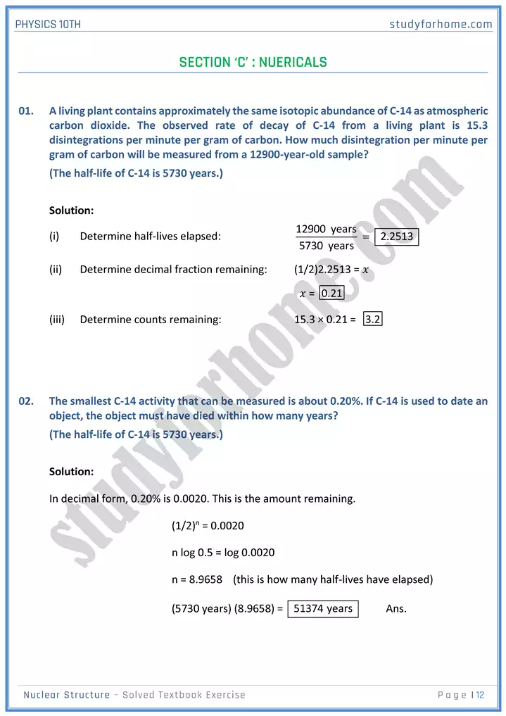 chapter 20 nuclear structure solution of textbook exercise physics 10th 12