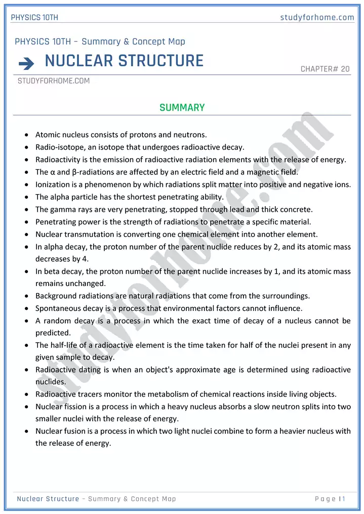 chapter 20 nuclear structure summary and concept map physics 10th 01