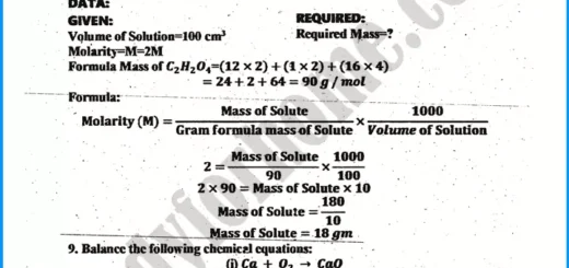 chemistry-solved-numericals-9th-past-year-paper-2022