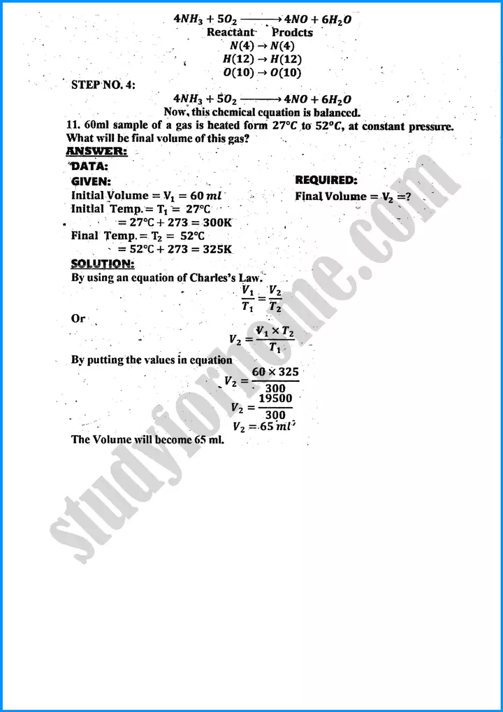 chemistry solved numericals 9th past year paper 2022 3