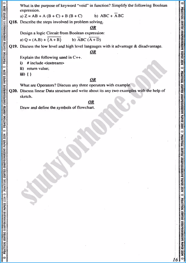 computer science class 10th adamjee coaching guess papers year 2024 4