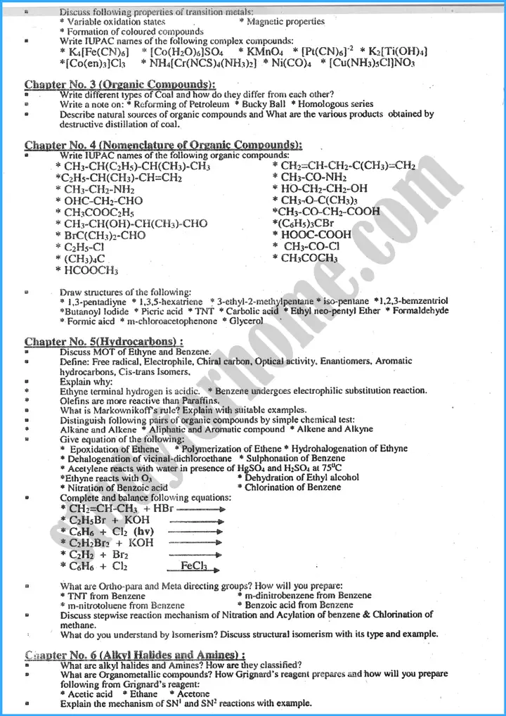 chemistry 12th adamjee coaching guess paper 2024 science group 2