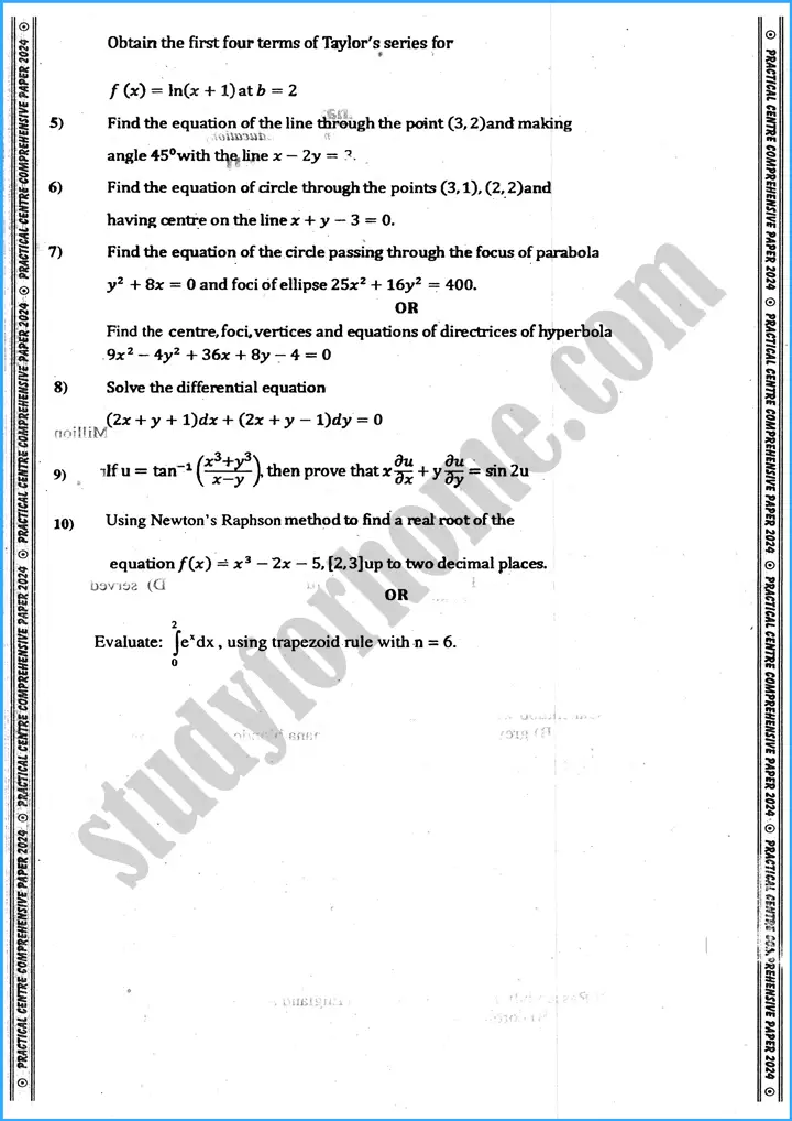 mathematics 12th practical centre guess paper 2024 science group 4