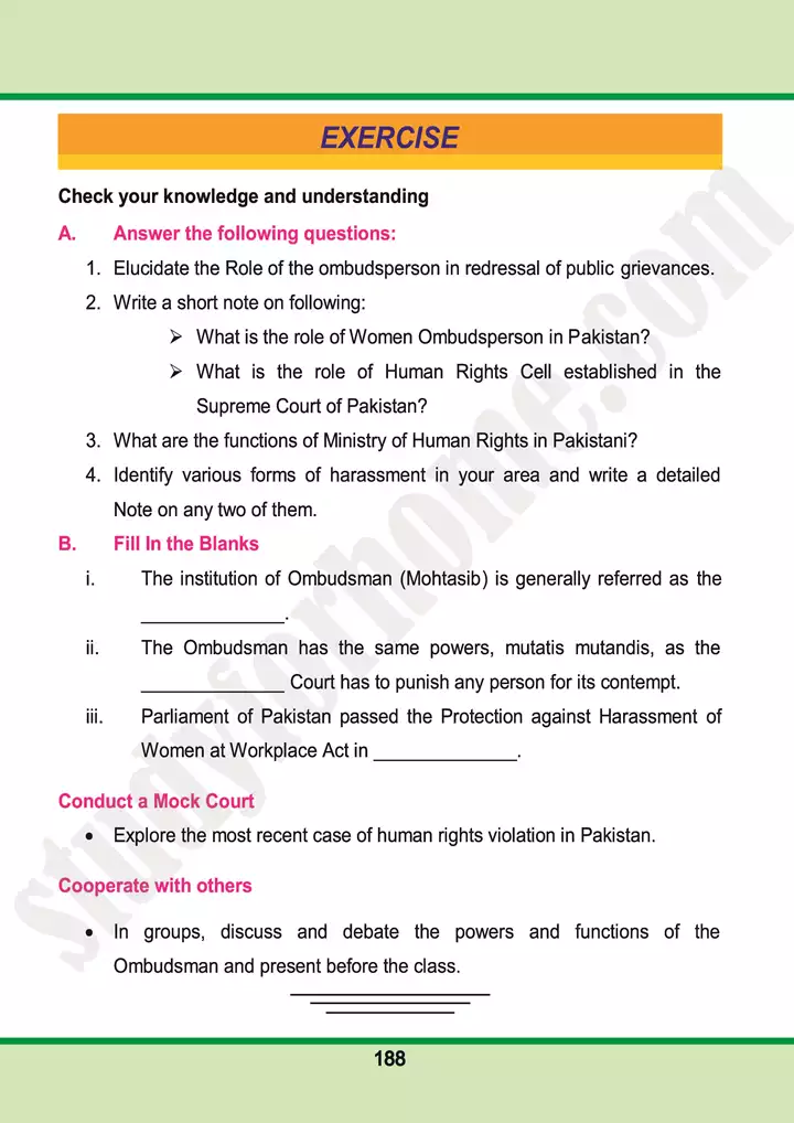 chap 13 protection of citizen s rights and the role of institutions pakistan studies 10th 05