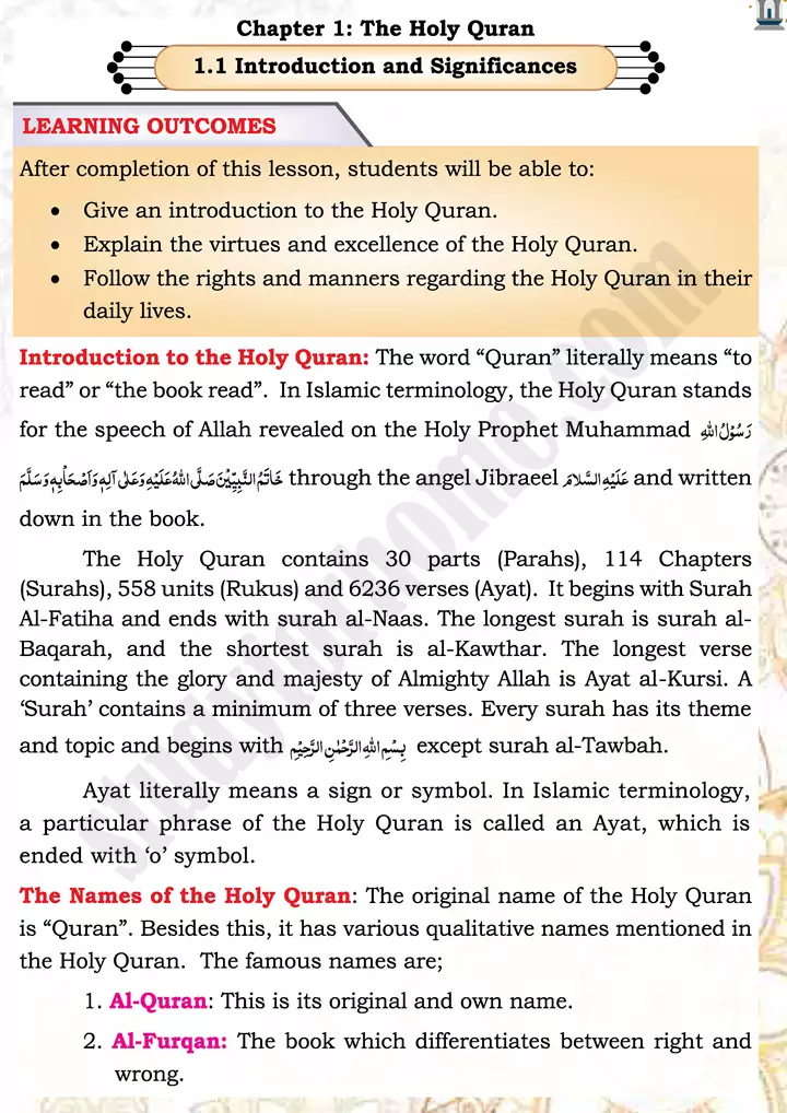 chap 1a introduction and significances islamiat 9th 01