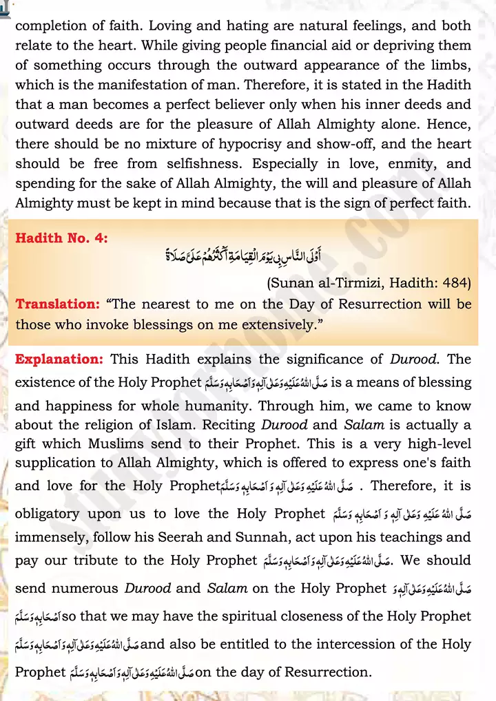 chap 2b translation and explanation ahadith islamiat 9th 03