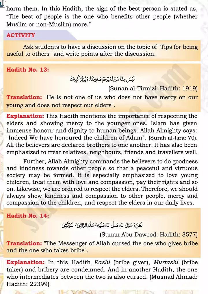 chap 2b translation and explanation ahadith islamiat 9th 11