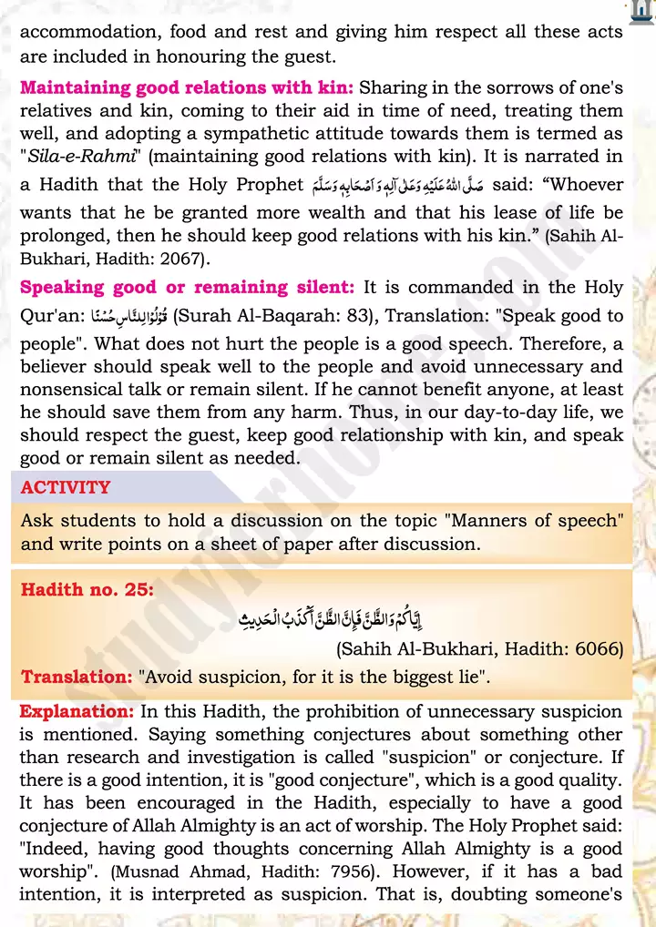 chap 2b translation and explanation ahadith islamiat 9th 22