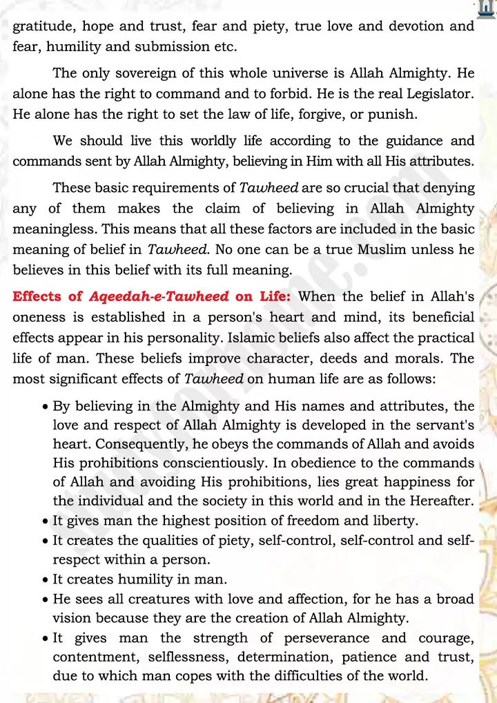 chap 3a belief in oneness of allah islamiat 9th 05