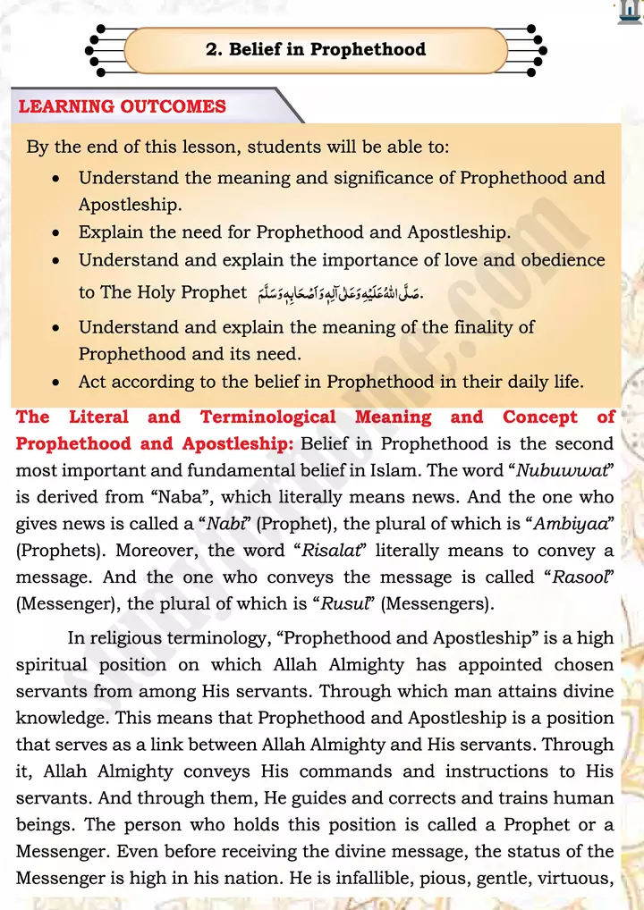 chap 3b belief in prophethood islamiat 9th 01