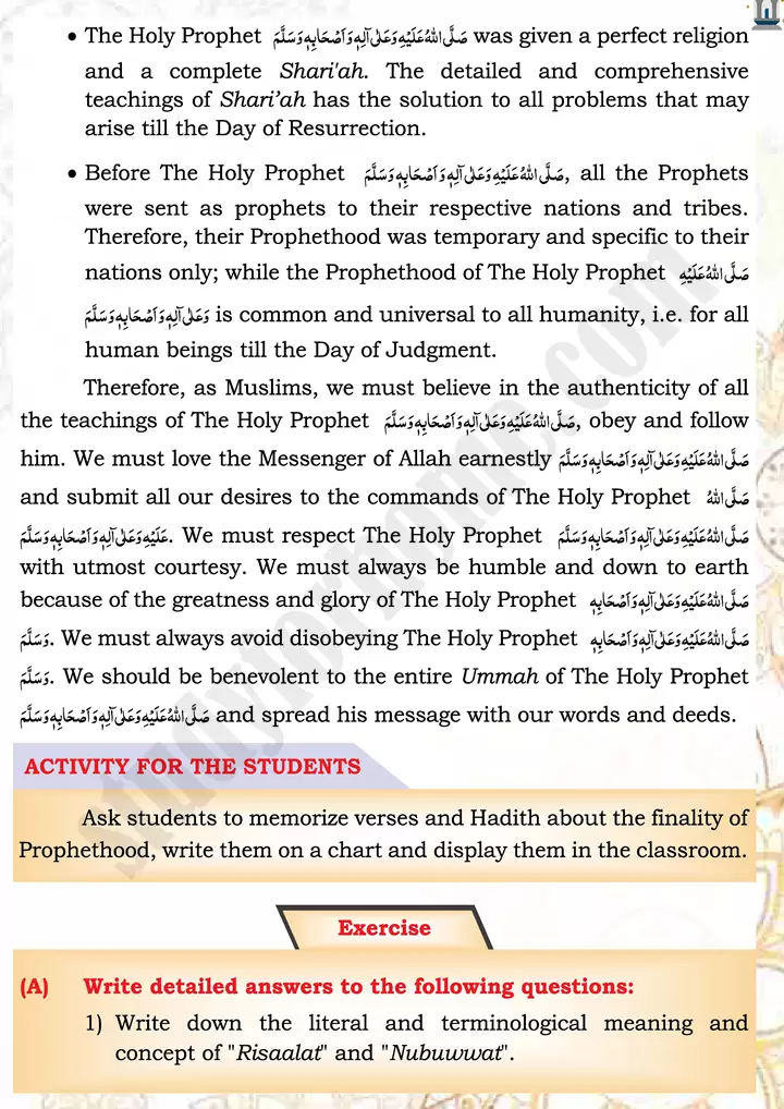 chap 3b belief in prophethood islamiat 9th 07