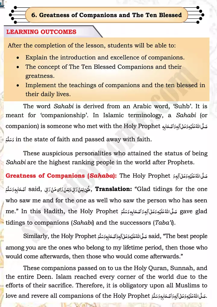 chap 3j greatness of companions and the ten blessed islamiat 9th 01